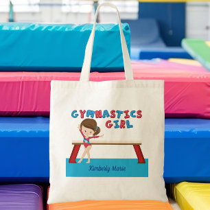 Gymnastics Girl Cute Blue Monogram Gymnast Tygkasse