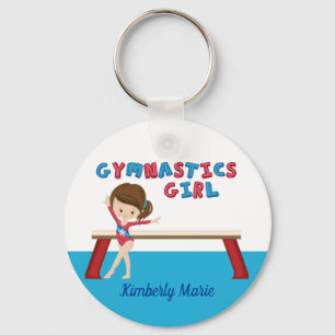 Gymnastics Girl Cute Personlig Gymnast Beam Nyckelring