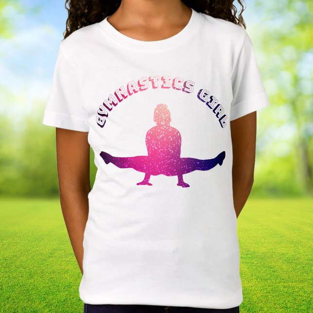 Gymnastics Girl Galaxy Rosa Lila T Shirt (Gymnastics Girl Galaxy Pink Purple T-Shirt)