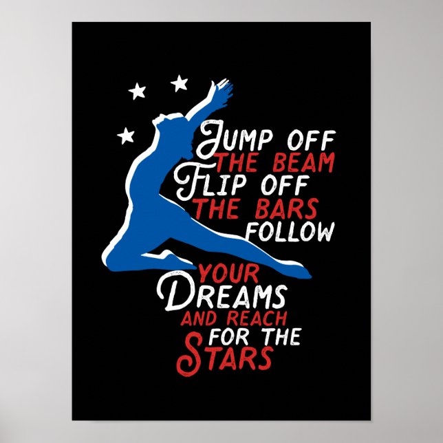 Gymnastics Girl Gymnast Inspirational Sports Quote Poster (Framsidan)