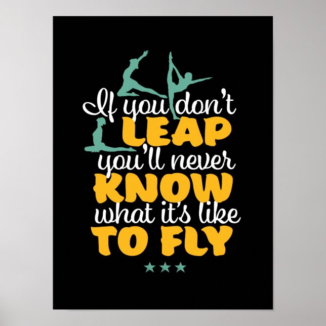 Gymnastics Girl Gymnast Motivational Sports Quote Poster (Framsidan)