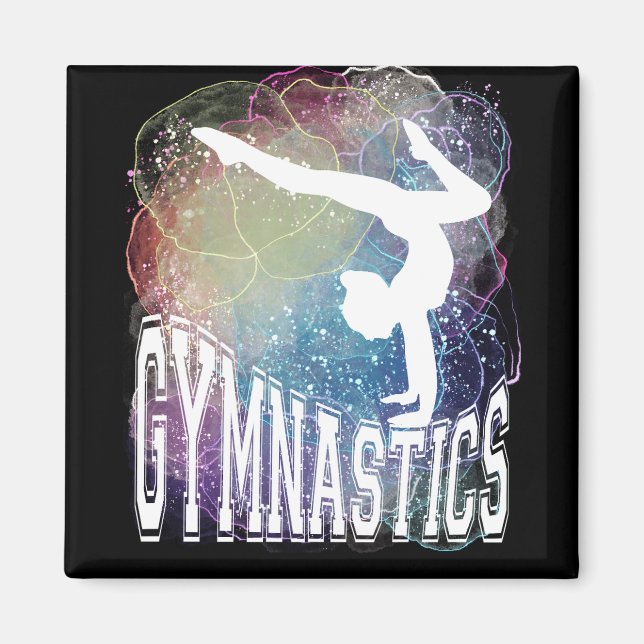 Gymnastics Girl Handstand Watercolor Magnet (Framsidan)