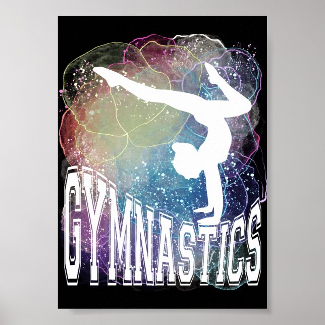 Gymnastics Girl Handstand Watercolor Poster (Framsidan)