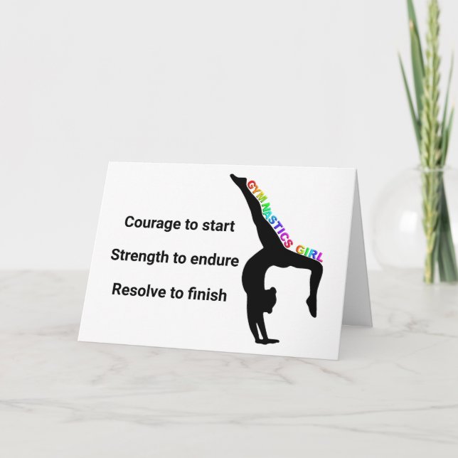 Gymnastics Girl Inspirational Quote Kort (Framsida)