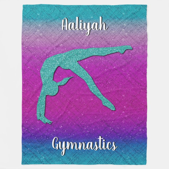 Gymnastics Girl Turcouise Magenta Ombre Fleecefilt (Framsidan)