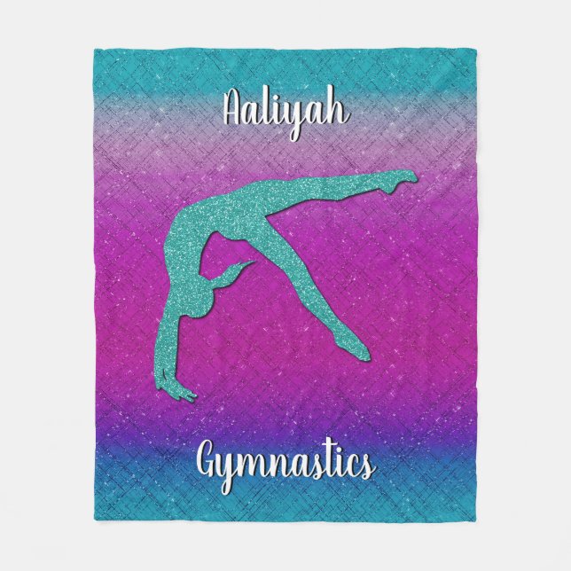 Gymnastics Girl Turcouise Magenta Ombre Fleecefilt (Framsidan)
