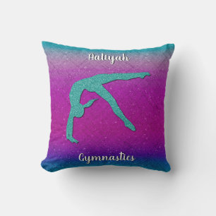 Gymnastics Girl Turcouise Magenta Ombre Kudde