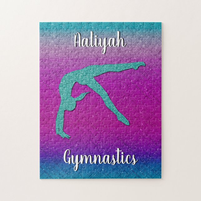 Gymnastics Girl Turcouise Magenta Ombre Pussel (Vertikal)