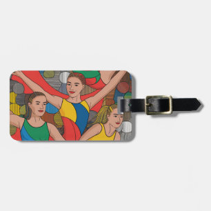 Gymnastics Girls Acro Dancers färgade mönster Bagagebricka