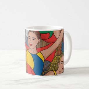 Gymnastics Girls Acro Dancers färgade mönster Kaffemugg