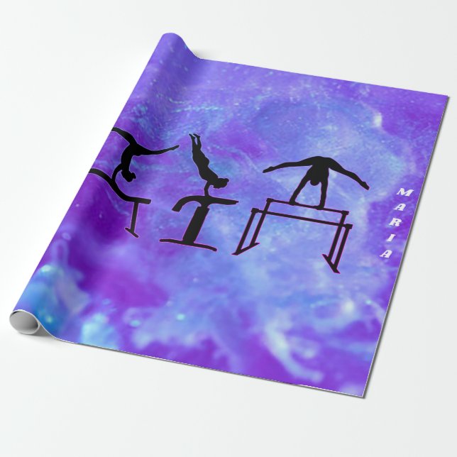 Gymnastics Girls Galaxy Presentpapper (Utrullad)