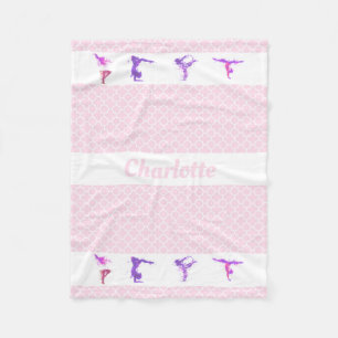 Gymnastics Girls Personlig Namn Rosa Quatrefoil Fleecefilt