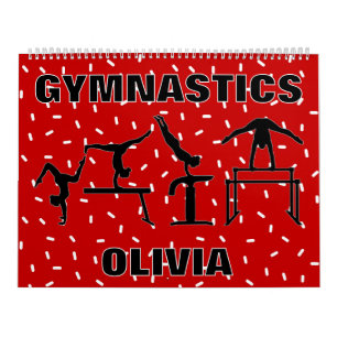 Gymnastics Girls Red and White Sprinkle Calendar Kalender