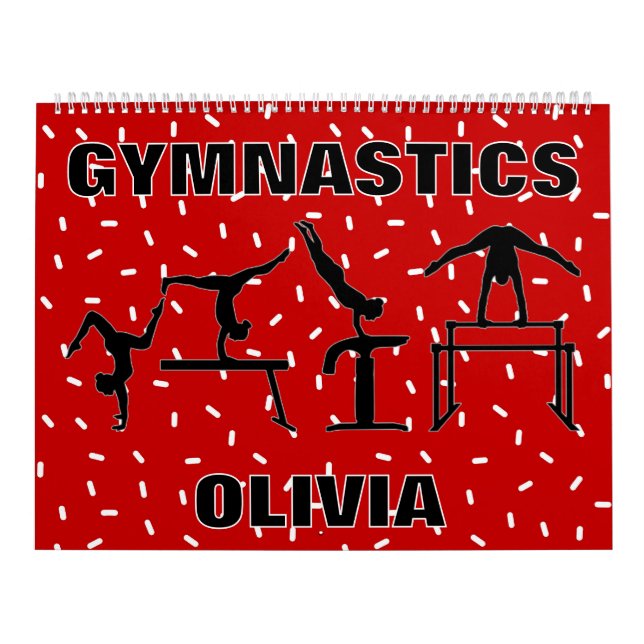 Gymnastics Girls Red and White Sprinkle Calendar Kalender (Omslag)