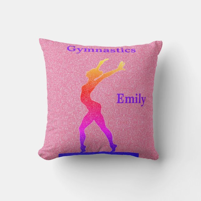 Gymnastics Girls Rosa Glitter Kudde (Framsida)