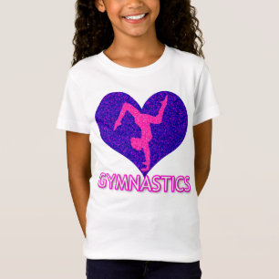Gymnastics Glitter Heart Girls T-Shirt