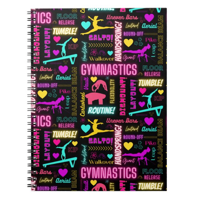 Gymnastics Glossary Typography Colorful Girls Gymn Anteckningsbok (Framsidan)