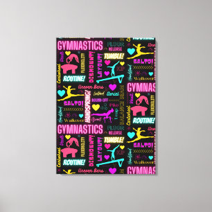 Gymnastics Glossary Typography Colorful Girls Gymn Canvastryck
