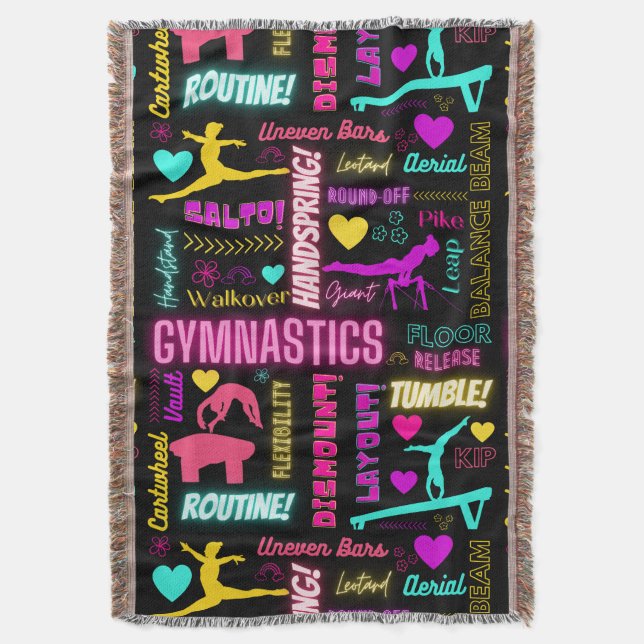Gymnastics Glossary Typography Colorful Girls Gymn Filt (Framsidan Vertikal)