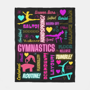 Gymnastics Glossary Typography Colorful Girls Gymn Fleecefilt