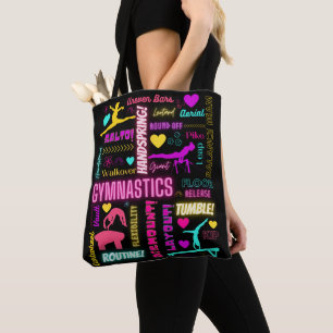Gymnastics Glossary Typography Colorful Girls Gymn Tygkasse