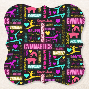 Gymnastics Glossary Typography Colorful Girls Gymn Underlägg Papper
