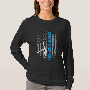 Gymnastics Grandma Gymnast Parent American Flagga T Shirt