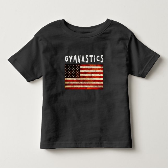 Gymnastics Grunge American USA flagga T Shirt (Framsida)