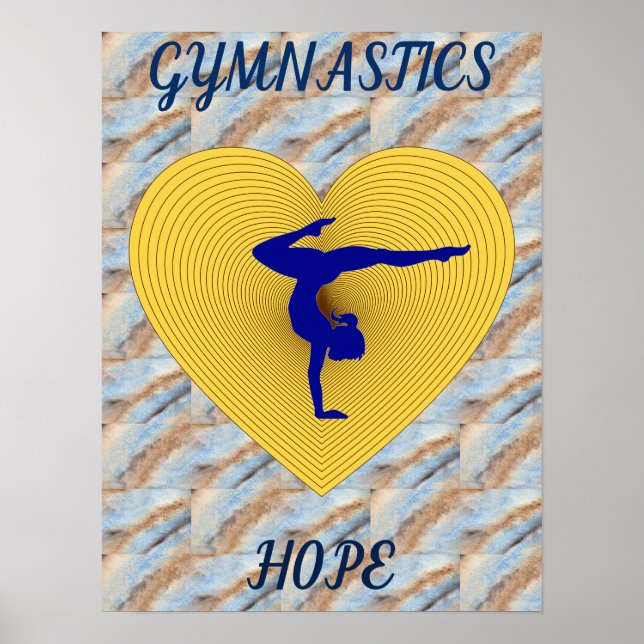 Gymnastics guld hjärta med gymnast poster (Framsidan)