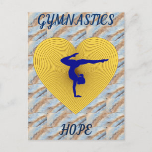 Gymnastics guld hjärta med gymnast vykort