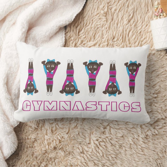 Gymnastics Gymnast Decor Gym Coach Tumbling Rosa Lumbarkudde (Filt)