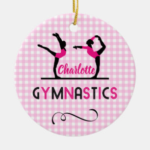 Gymnastics Gymnast Figurer Cute Rosa Personlig Julgransprydnad Keramik