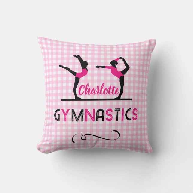 Gymnastics Gymnast Figurer Cute Rosa Personlig Kudde (Framsida)