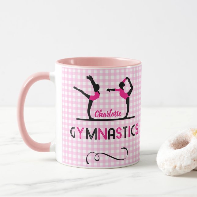 Gymnastics Gymnast Figurer Cute Rosa Personlig Mugg (Med munk)