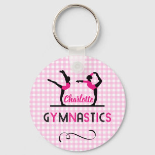 Gymnastics Gymnast Figurer Cute Rosa Personlig Nyckelring