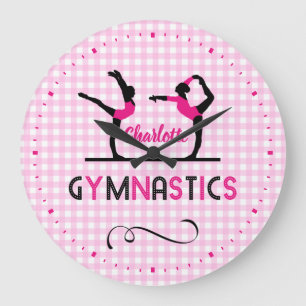 Gymnastics Gymnast Figurer Cute Rosa Personlig Stor Klocka
