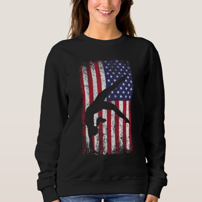 Gymnastics gymnastics coach US flag gymnsatics des T Shirt (Framsida)