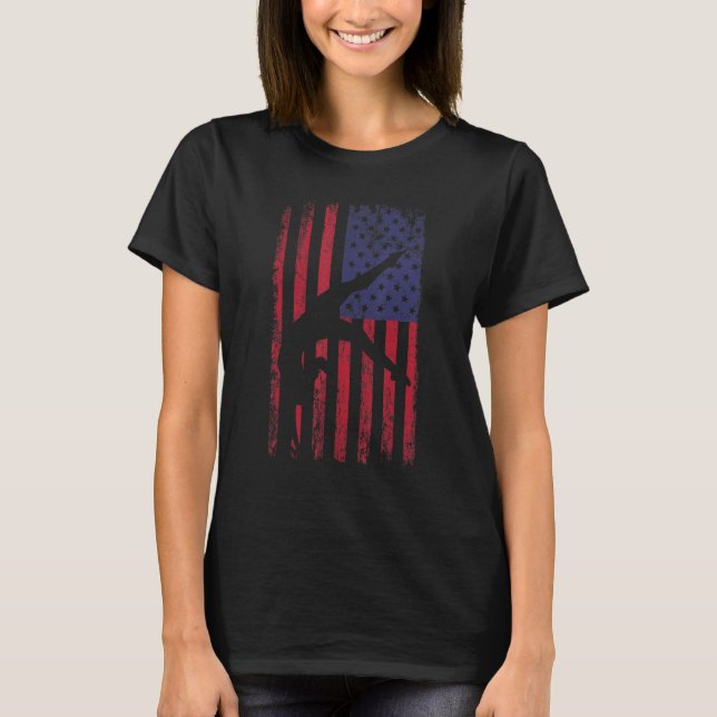 gymnastics gymnsatics US flag gymnastics coach spo T Shirt (Framsida)
