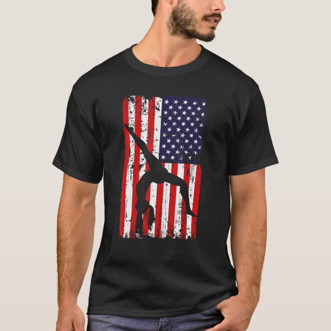 gymnastics gymnsatics US flag gymnastics coach spo T Shirt (Framsida)