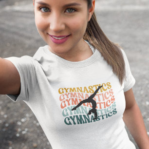 Gymnastics Handstand Retro Wave Typography T Shirt