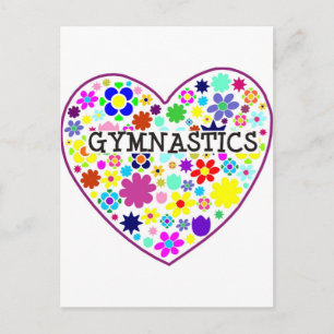 Gymnastics Heart med Flowers Vykort