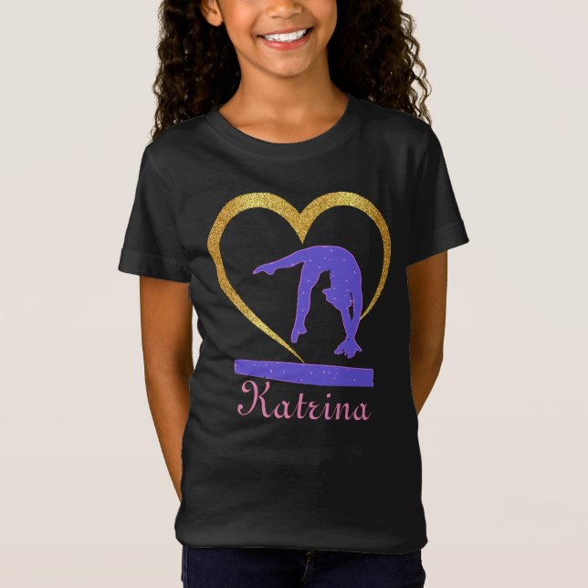 Gymnastics Heart of Guld Gymnast T Shirt (Framsida)