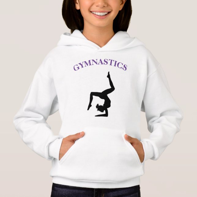 Gymnastics Hoodie for Girls with Namn on Back T Shirt (Framsida)