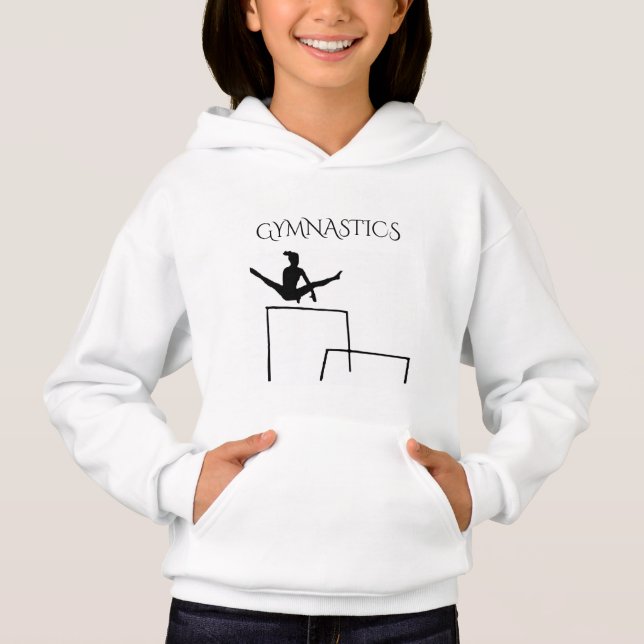 GYMNASTICS hoodie med gymnast för flickor. T Shirt (Framsida)