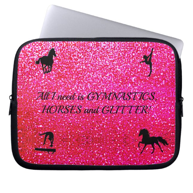 Gymnastics Horses Glitter Electronics Bag Laptop Fodral (Framsidan)