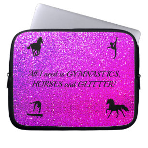 Gymnastics Horses Glitter Electronics Bag Laptop Fodral