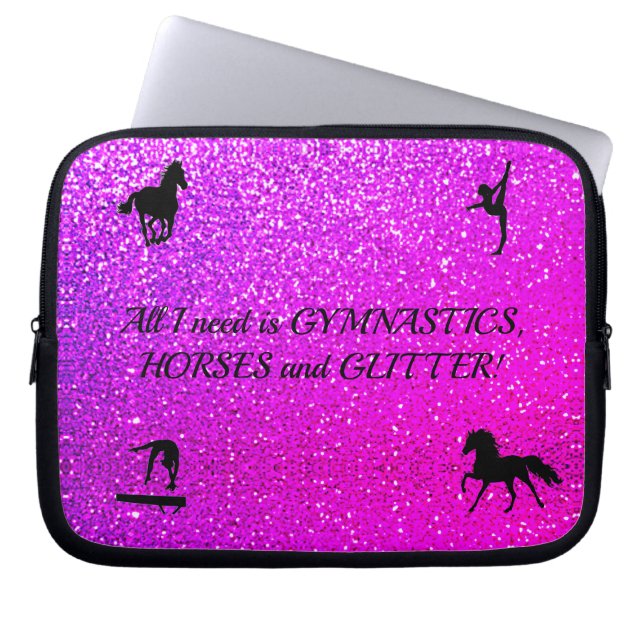 Gymnastics Horses Glitter Electronics Bag Laptop Fodral (Framsidan)