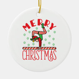 Gymnastics Jul Elf på Beam Julgransprydnad Keramik