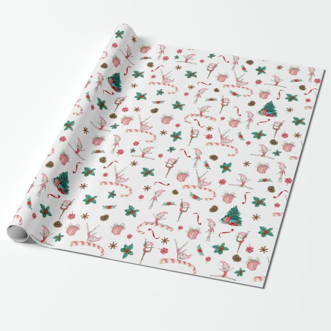 Gymnastics Jul Wrapping Papper Rosa Helgdag Presentpapper (Utrullad)