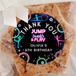 Gymnastics Jump Tumble Play Birthday Tack Runt Klistermärke